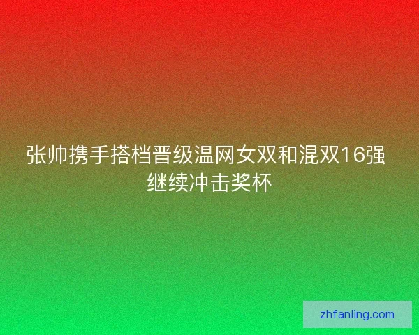 张帅携手搭档晋级温网女双和混双16强 继续冲击奖杯
