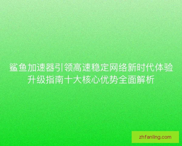 鲨鱼加速器引领高速稳定网络新时代体验升级指南十大核心优势全面解析
